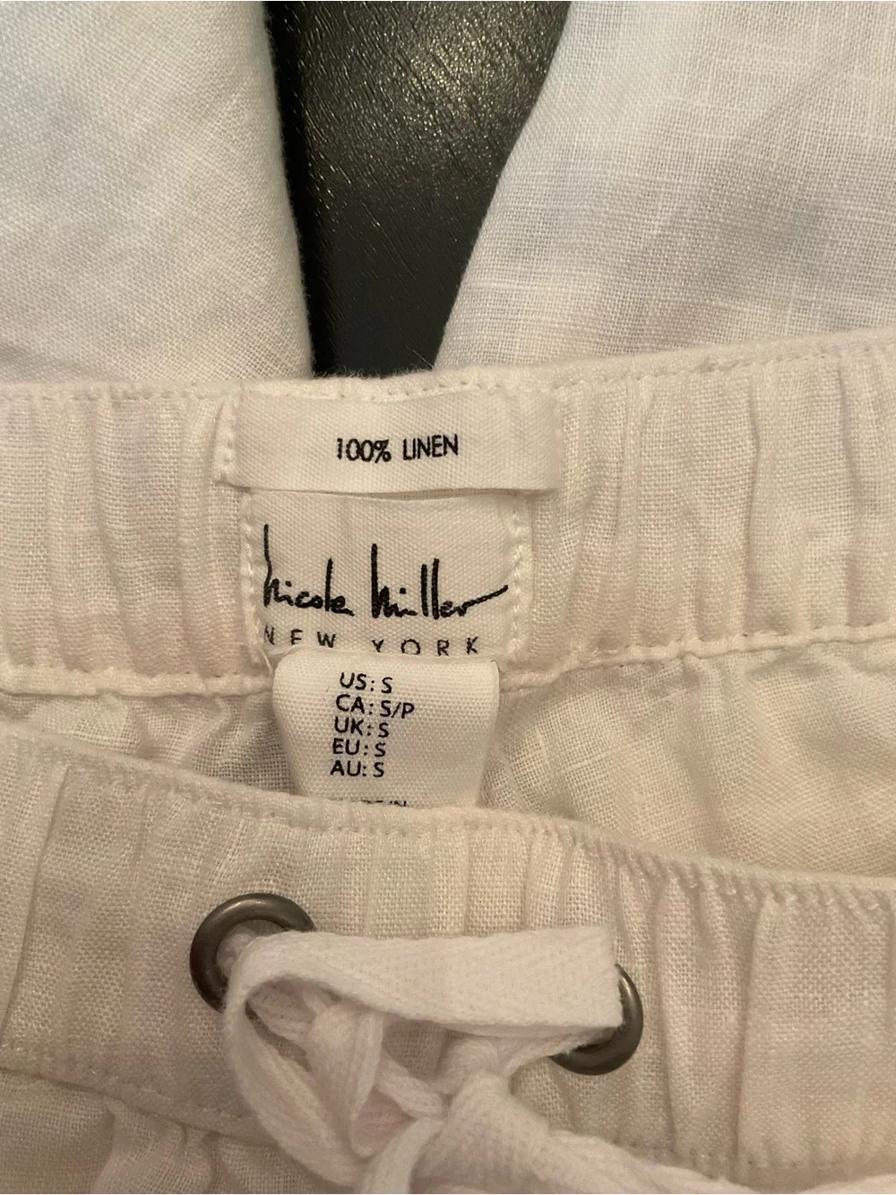Nicole Miller White Linen Cargo Jogger Pants